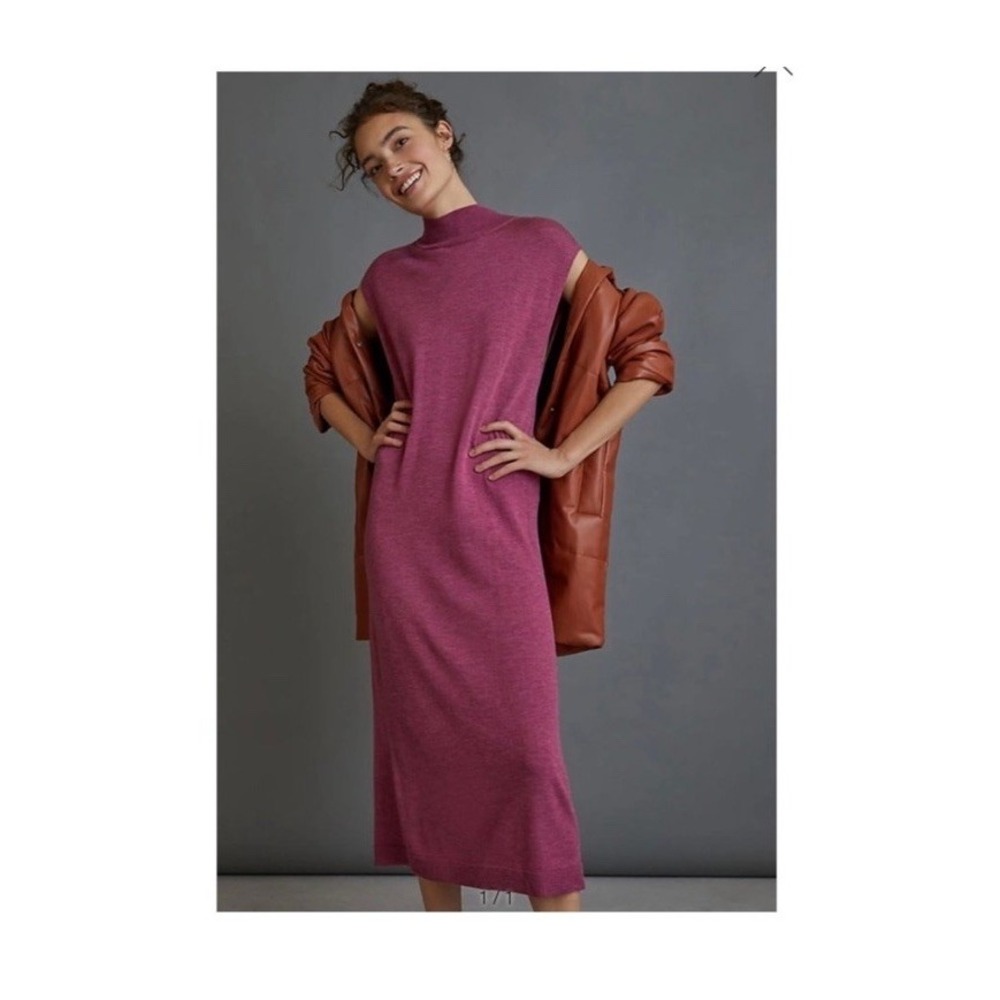 Amadi by‎ Anthropologie Elaine Mockneck Knit Maxi Dress Mauve Women's Med